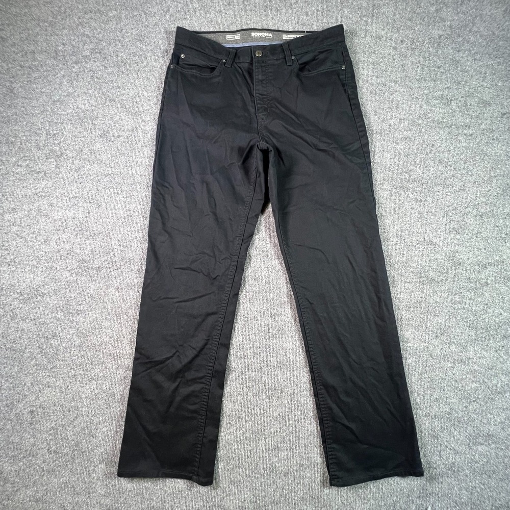 Sonoma Goods for Life Everyday Chino Pant Men's 36x32 Black Straight Stretch